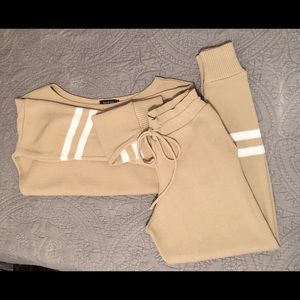 Beige Sweater Knit Set